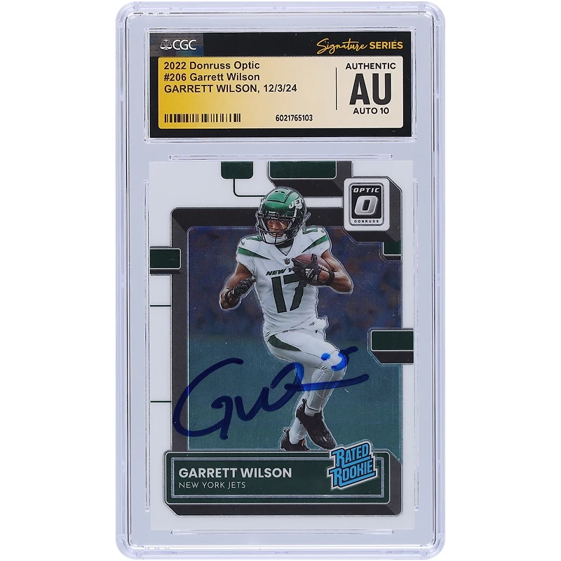 Garrett Wilson New York Jets Autographed 2022 Panini Donruss Optic #206 CGC Fanatics Witnessed Authenticated Auto 10 Rookie Card