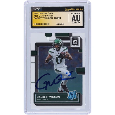 Garrett Wilson New York Jets Autographed 2022 Panini Donruss Optic #206 CGC Fanatics Witnessed Authenticated Auto 10 Rookie Card