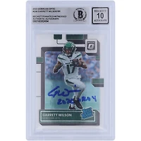 Carte Rookie 2022 Panini Donruss Optic autographiée par Garrett Wilson des New York Jets classée Rookie #206 Beckett Fanatics a été témoin d'une carte Rookie 10 authentifiée avec l'inscription "2022 OROY"