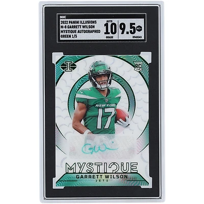 Carte de recrue authentifiée 9,5/10 Panini Illusions Green Mystique #M-8 #1/5 SGC autographiée par Garrett Wilson des New York Jets 2022