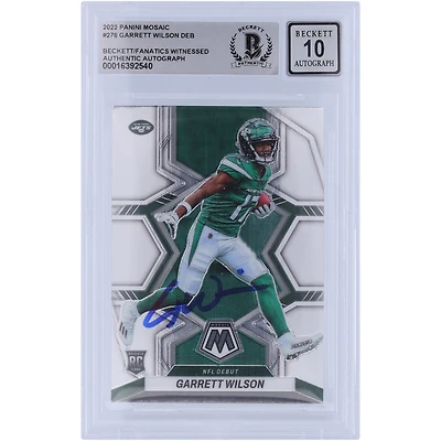Carte de recrue authentifiée 10 de Beckett Fanatics, mosaïque Panini autographiée 2022 de Garrett Wilson des New York Jets, début de la NFL #276