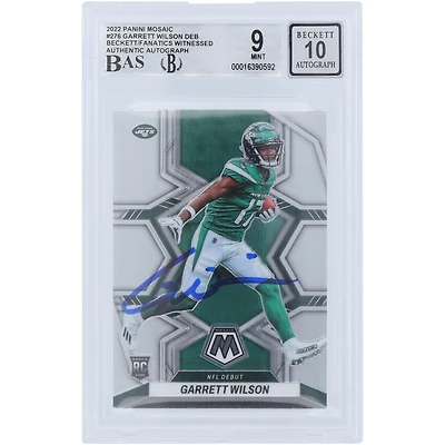 Carte de recrue 9/10 authentifiée signée Garrett Wilson New York Jets Panini Mosaic NFL Debut #276 Beckett Fanatics Witnessed 2022