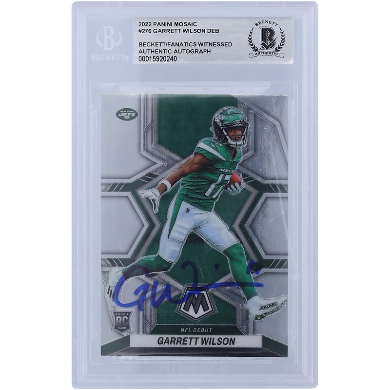 Garrett Wilson New York Jets Autographed 2022 Panini Mosaic NFL Debut #276 Beckett Fanatics Witnessed Authenticated Rookie Card