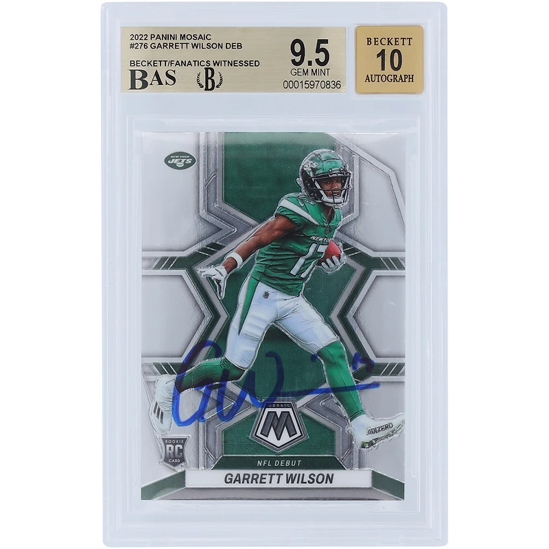 Carte de recrue Panini Mosaic #276 autographiée par Garrett Wilson des New York Jets 2022 Beckett Fanatics Witnessed Authenticated 9.5/10