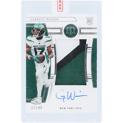 Carte Rookie Panini National Treasures Tricolore RPA #165 #83/99 autographiée par Garrett Wilson des New York Jets 2022