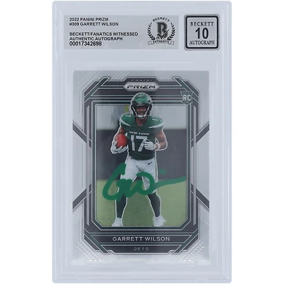 Garrett Wilson New York Jets Autographed 2022 Panini Prizm Green Ink #309 Beckett Fanatics Witnessed Authenticated 10 Rookie Card 