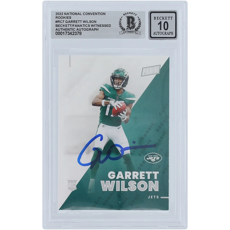 Garrett Wilson New York Jets Autographed 2022 Panini The National #RC7 #/499 Beckett Fanatics Witnessed Authenticated 10 Rookie Card 