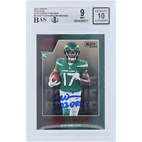 Carte de recrue 9/10 authentifiée 2022 Panini Zenith Red Zone #106 de Beckett dédicacée par Garrett Wilson des New York Jets avec l'inscription « 2022 OROY »