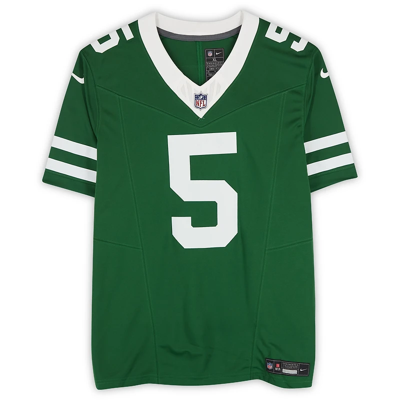 Maillot Nike vert dédicacé par Garrett Wilson des New York Jets en édition limitée 2024