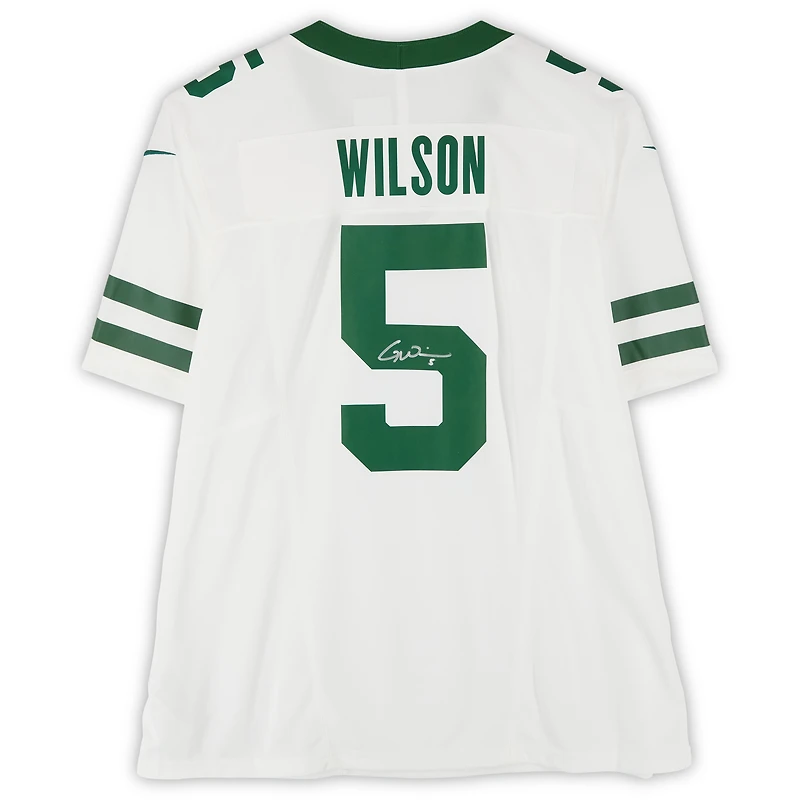 Maillot Nike blanc dédicacé par Garrett Wilson des New York Jets en édition limitée 2024