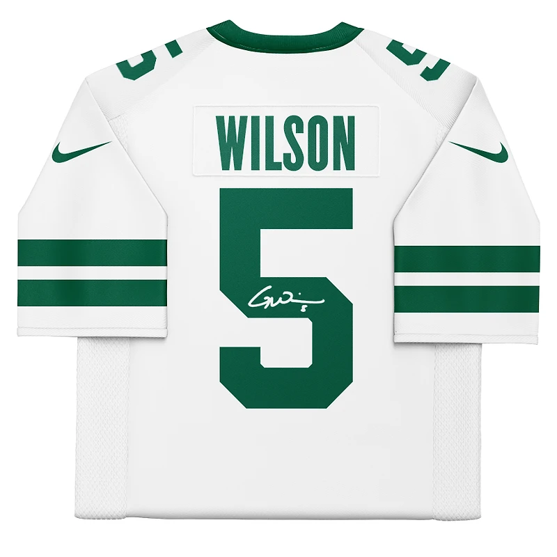 Maillot Nike blanc dédicacé par Garrett Wilson des New York Jets en édition limitée 2024
