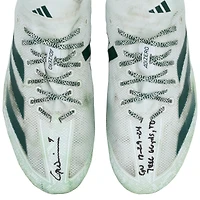 Garrett Wilson New York Jets Autographed Game-Used White adidas Cleats vs. Buffalo Bills on December 29, 2024 with Multiple Inscriptions