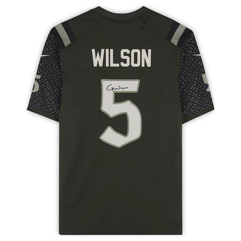 Garrett Wilson New York Jets Autographed Gotham Green Nike Rivalry Game Jersey 