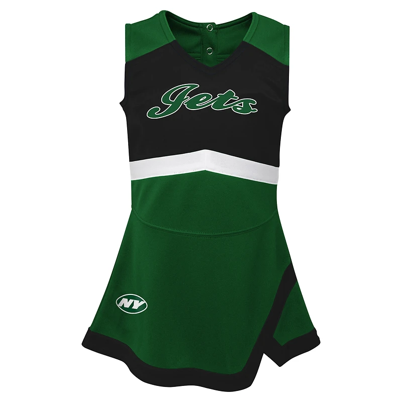 Robe verte de capitaine des New York Jets pour petites filles avec bloomers