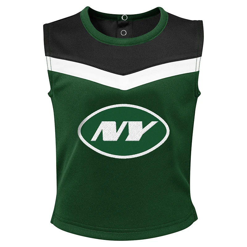 Ensemble de pom-pom girl deux pièces avec bloomers pour filles, vert, New York Jets Spirit Cheer