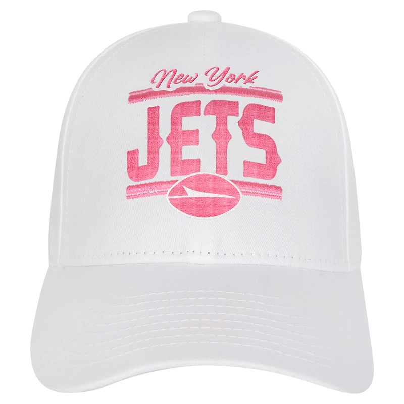 Girls Youth New York Jets All White Structured Adjustable Hat