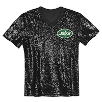 Maillot à col en V sequins pour filles Sauce Gardner Black New York Jets