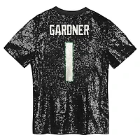 Maillot à col en V sequins pour filles Sauce Gardner Black New York Jets