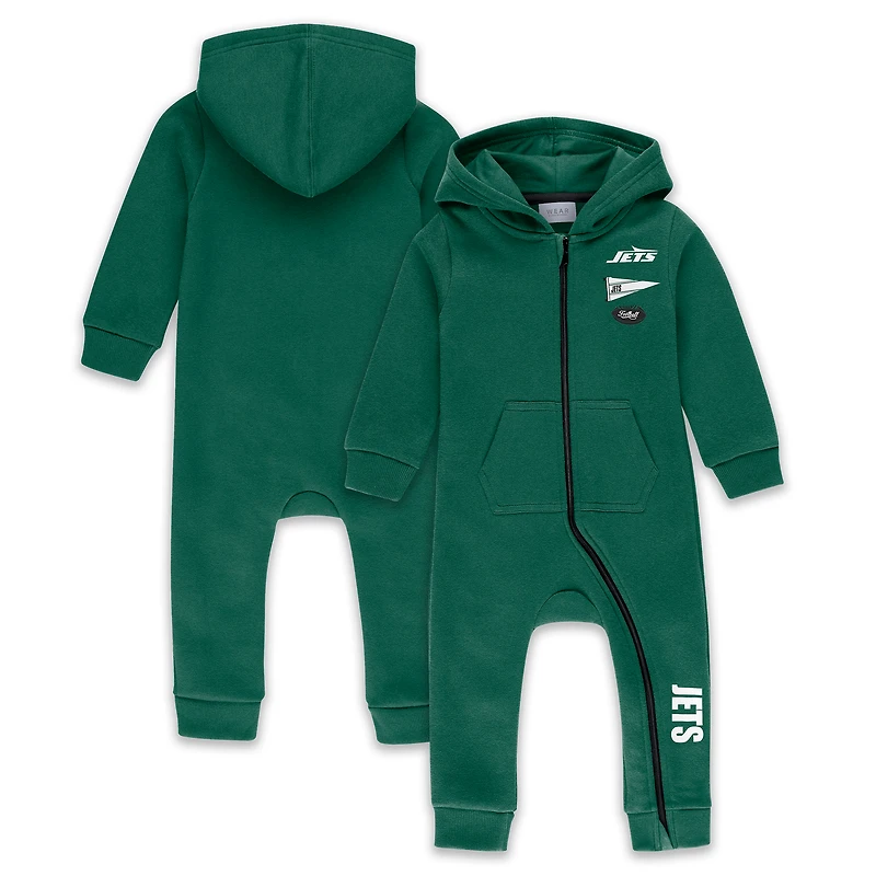 Infant & Newborn WEAR by Erin Andrews Green New York Jets Hooded Fleece Full-Zip Coverall