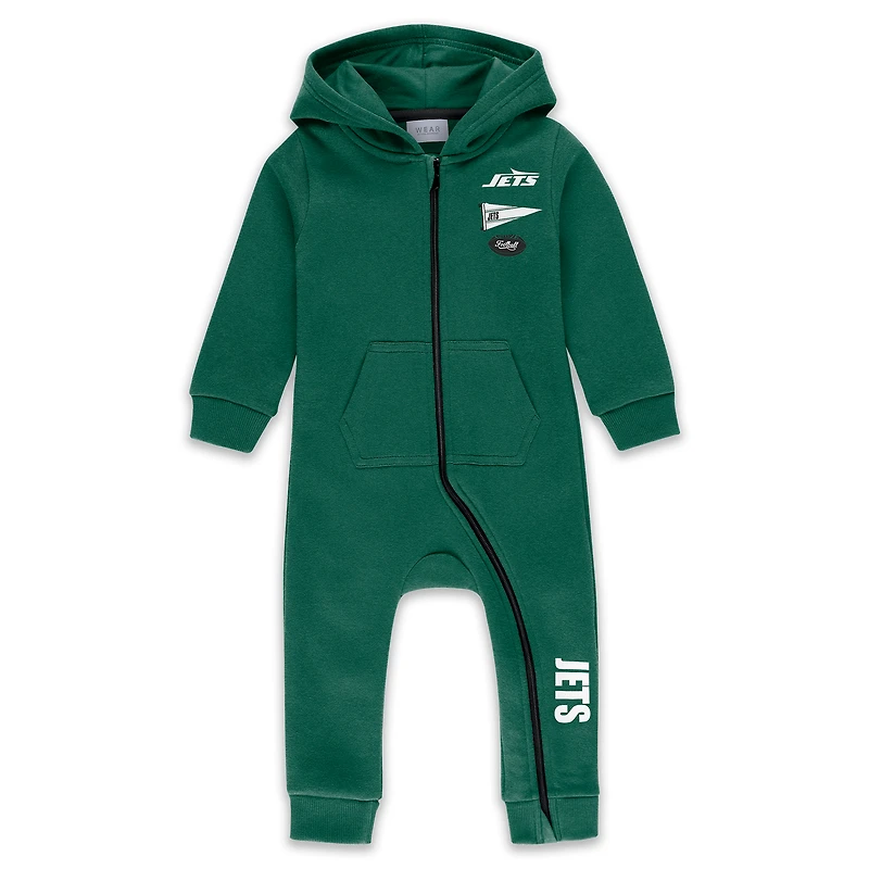 Infant & Newborn WEAR by Erin Andrews Green New York Jets Hooded Fleece Full-Zip Coverall