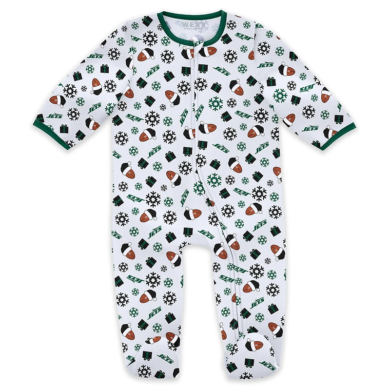 Vêtements pour bébés et nouveau-nés par Erin Andrews Ensemble pyjama bavoir à fermeture éclair les fêtes des Jets de New York
