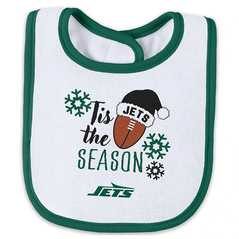 Infant & Newborn WEAR by Erin Andrews New York Jets Holiday Full-Zip Sleeper Bib Set