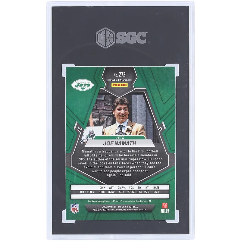 Joe Namath New York Jets 2023 Panini Mosaic Honeycomb Case Hit #272 SGC Authenticated 9.5 Card