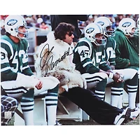 Joe Namath New York Jets Autographed 16" x 20" Fur Coat Sideline Photograph  