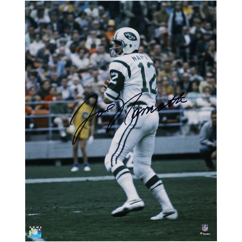 Joe Namath New York Jets Autographed 16" x 20" White Jersey in Pocket Photograph
