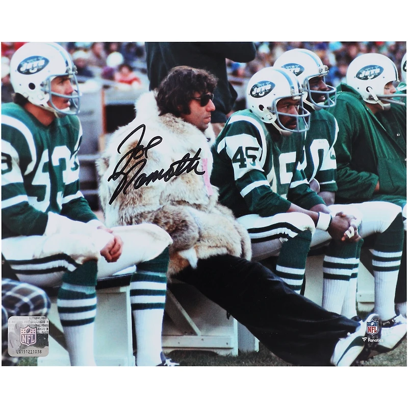 Joe Namath New York Jets Autographed 8" x 10" Fur Coat Sideline Photograph