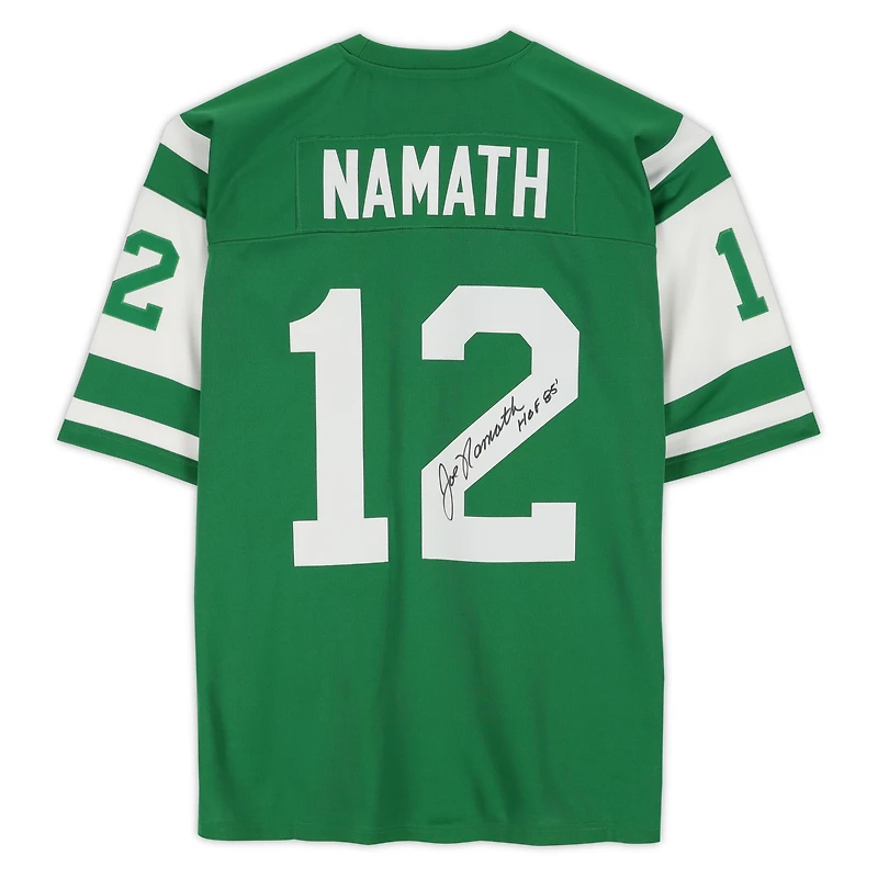 Joe Namath New York Jets Autographed Green Mitchell & Ness Authentic Jersey with "HOF 85" Inscription 