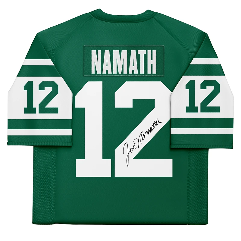 Maillot Mitchell & Ness Legacy vert autographié de Joe Namath, des Jets de New York