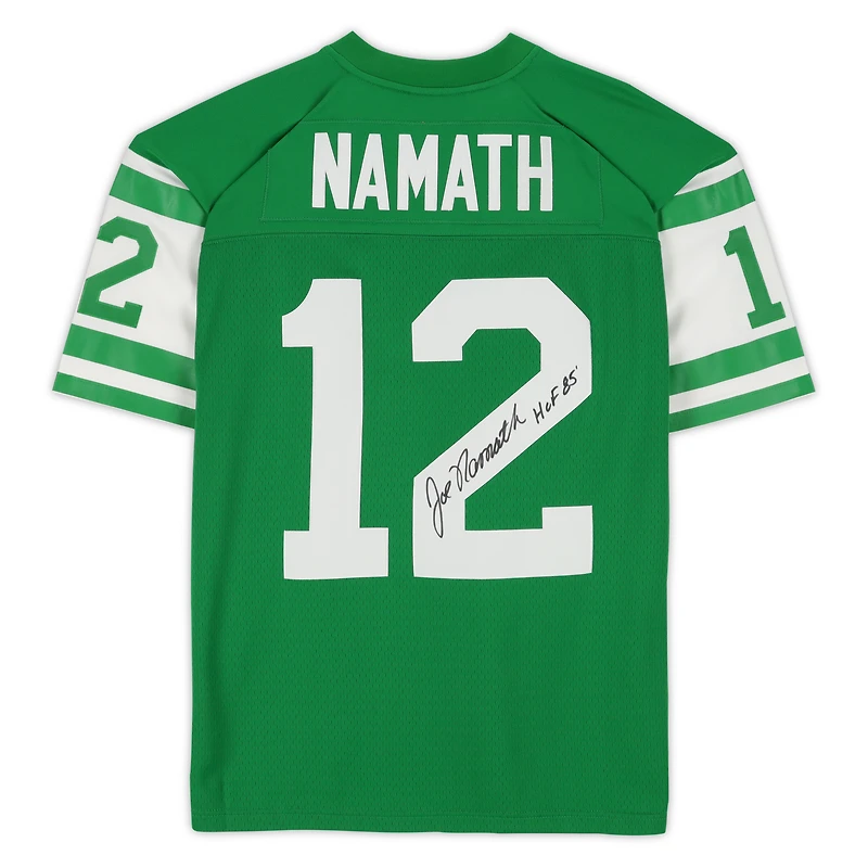 Joe Namath New York Jets Autographed Green Mitchell & Ness Legacy Jersey with "HOF 85" Inscription 
