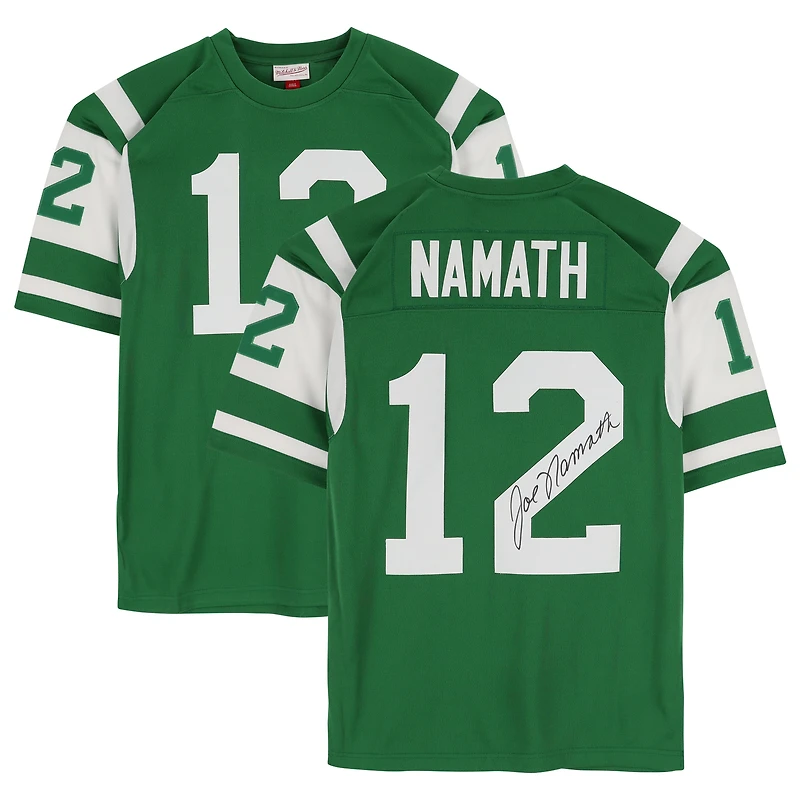Joe Namath New York Jets Autographed Kelly Green Mitchell & Ness Authentic Jersey