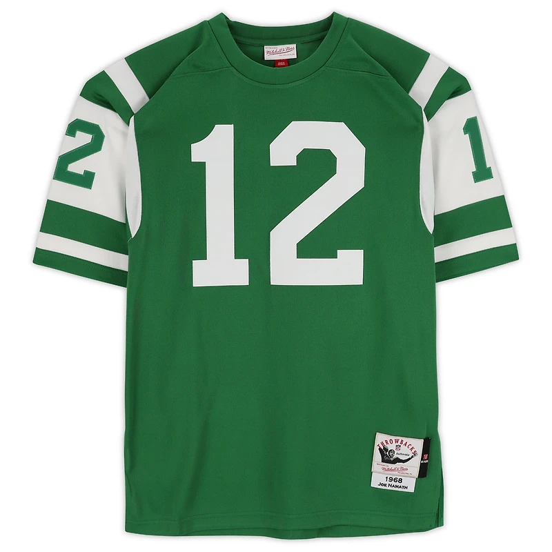Maillot authentique autographié par Kelly Green Mitchell & Ness des New York Jets par Joe Namath
