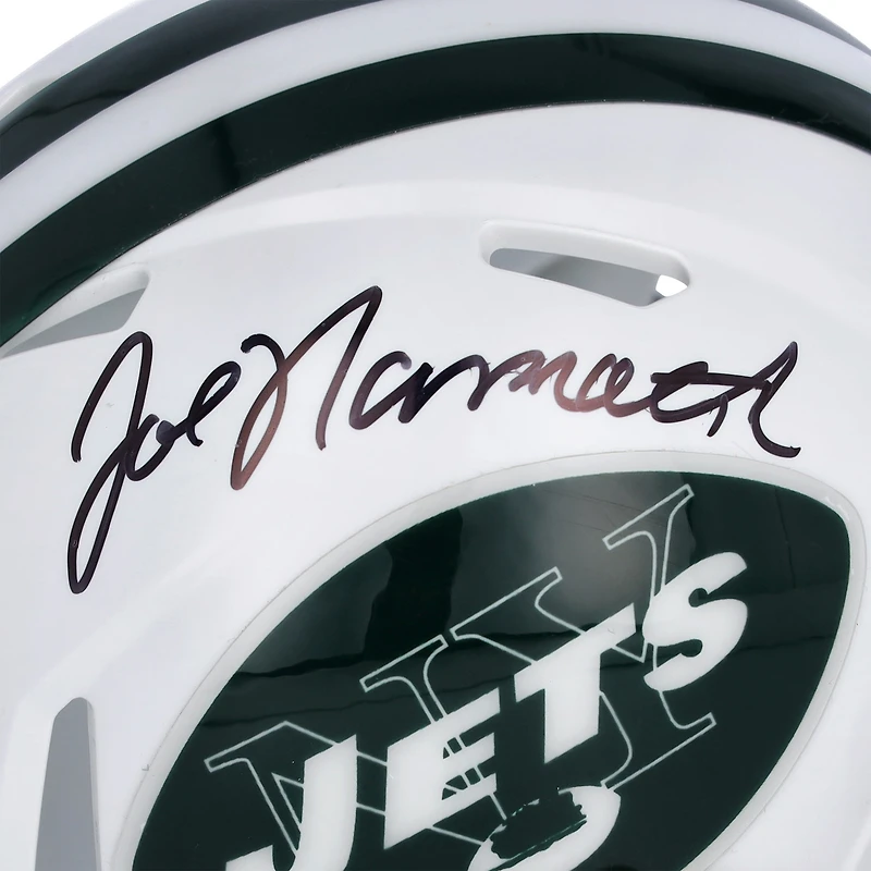 Casque mini-speed rétro autographié Riddell 1998-2018 par Joe Namath des New York Jets