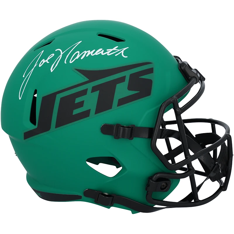 Casque réplique Riddell Rave Speed autographié par Joe Namath des Jets de New York