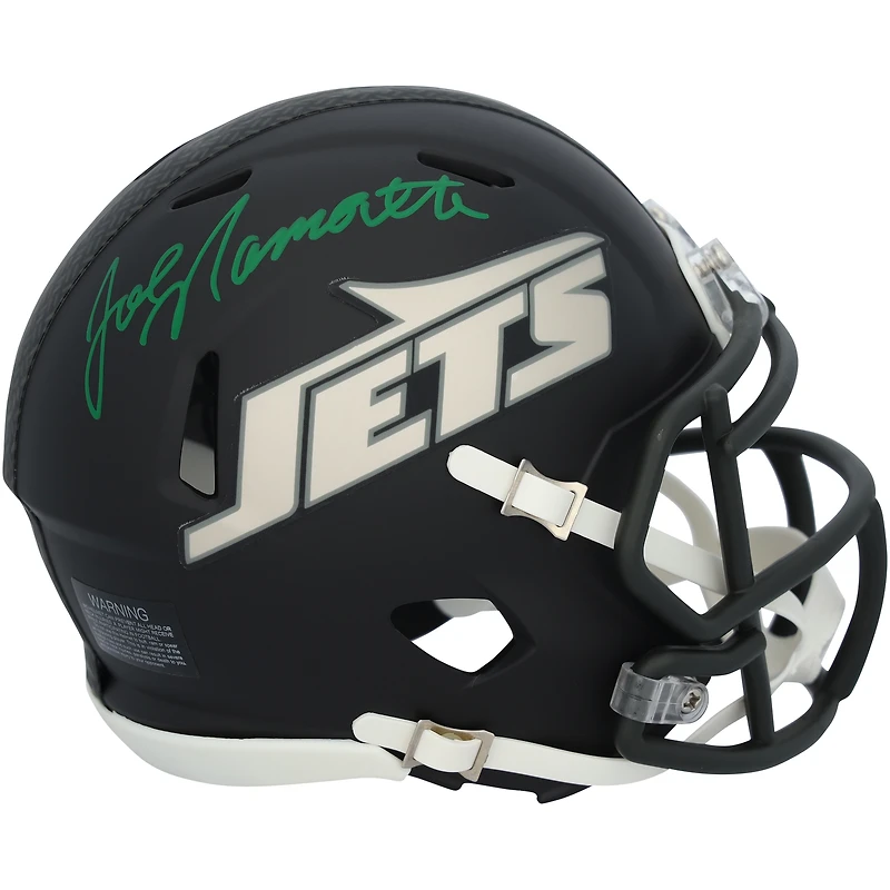 Casque miniature Riddell Rivalry Speed autographié par Joe Namath des Jets de New York