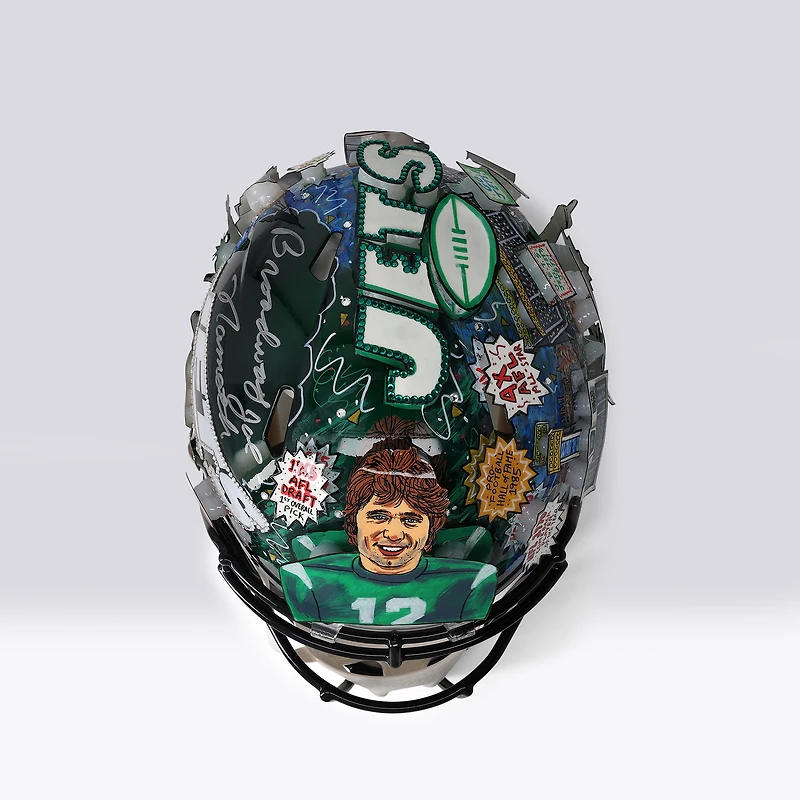 Joe Namath New York Jets Autographed Riddell Speed Authentic Helmet with "Broadway" Inscription - Art by Charles Fazzino - WN55916236