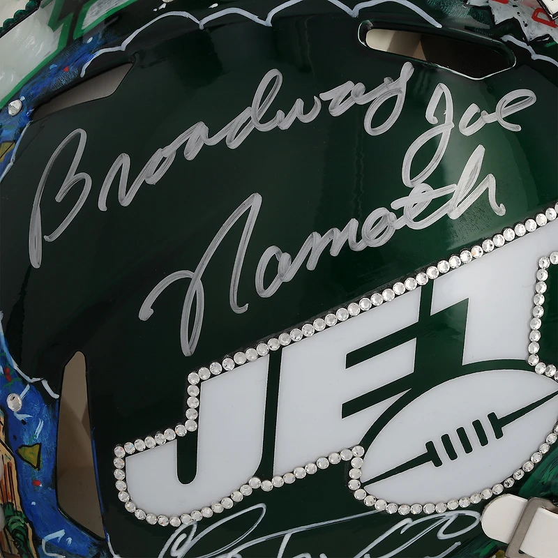 Joe Namath New York Jets Autographed Riddell Speed Authentic Helmet with "Broadway" Inscription - Art by Charles Fazzino - WN55916236