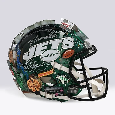 Casque Riddell Speed Authentic autographié par Joe Namath (New York Jets) avec inscription « Broadway » - Illustration de Charles Fazzino - WN55916236