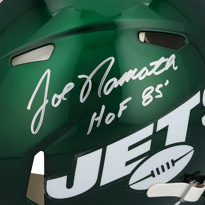 Joe Namath New York Jets Autographed Riddell Speed Authentic Helmet with "HOF 85" Inscription 
