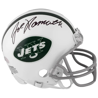 Mini-casque rétro Riddell autographié par Joe Namath des Jets de New York
