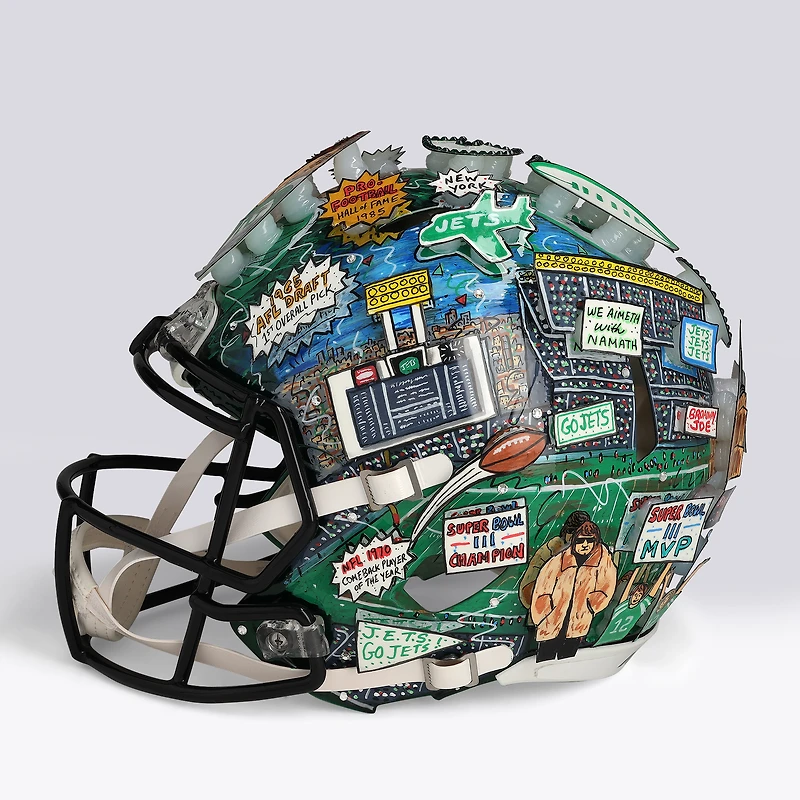 Joe Namath New York Jets Autographed Speed Authentic Helmet - Art by Charles Fazzino - WN55916235