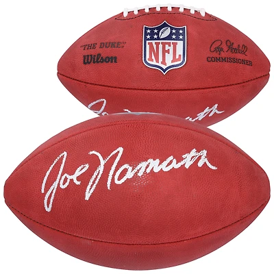 Ballon de football Wilson Duke en couleur autographié par Joe Namath, New York Jets