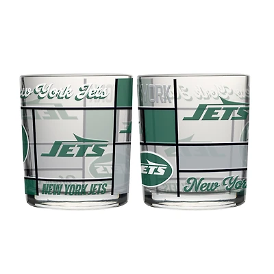 Ensemble de deux verres à whisky matelassés et teintés Logo Brands New York Jets, 35 cl.
