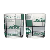 Ensemble de deux verres à whisky matelassés et teintés Logo Brands New York Jets, 35 cl.