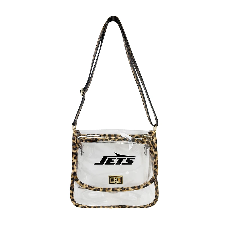 Sac à main transparent à imprimé léopard des New York Jets