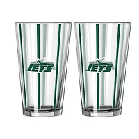 Ensemble de deux verres à bière rayés de 473 ml (16 oz) Logo Brands New York Jets