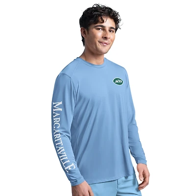 Men's G-III Sports by Carl Banks  Light Blue New York Jets Margaritaville Rock Harbor Long Sleeve Rashguard Top